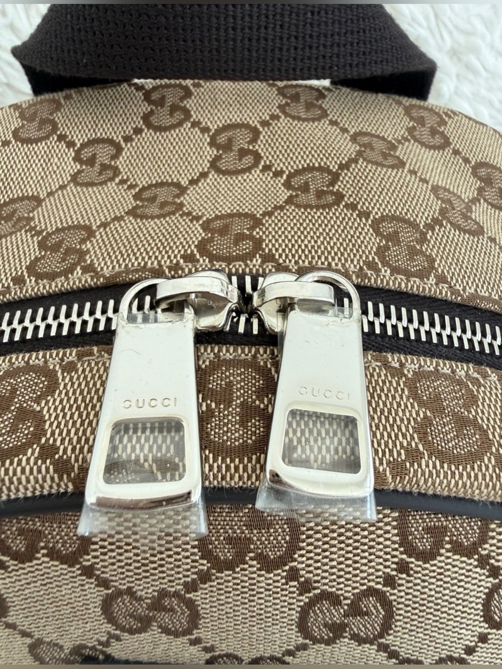 Gucci GG Canvas Backpack Beige Supreme Large 449906 Unused Full Boutique Set - Picture 4 of 17